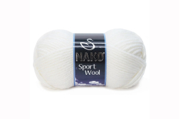 Пряжа "Sport wool" 100 гр / 120м  |2: білий 00208|