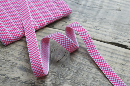  Тасьма велюр 15 мм клiтинка  |4: рожев.темн. |