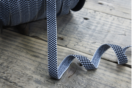  Тасьма велюр 15 мм клiтинка  |1: чорн. |