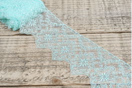  Мереживо  90 мм  (органза) арт.2701  |8: бірюз.блід. |